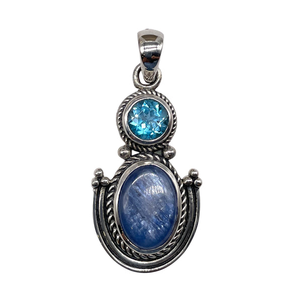 Kyanite Pendant With Blue Topaz
