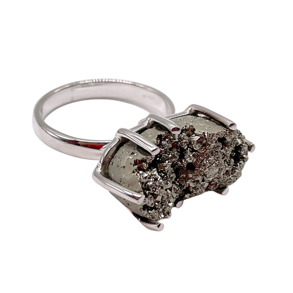 PYRITE DRUZY RING