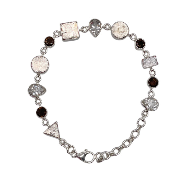 Muonionalusta with Smokey Quartz and clear Quartz  Bracelet