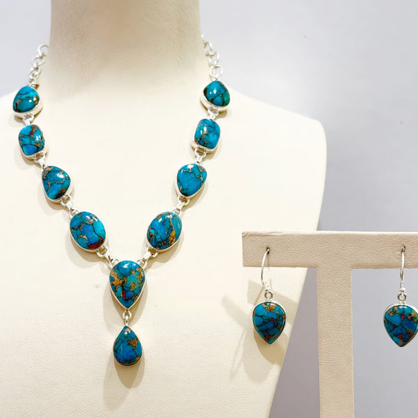 Blue Copper Turquoise Necklace Set