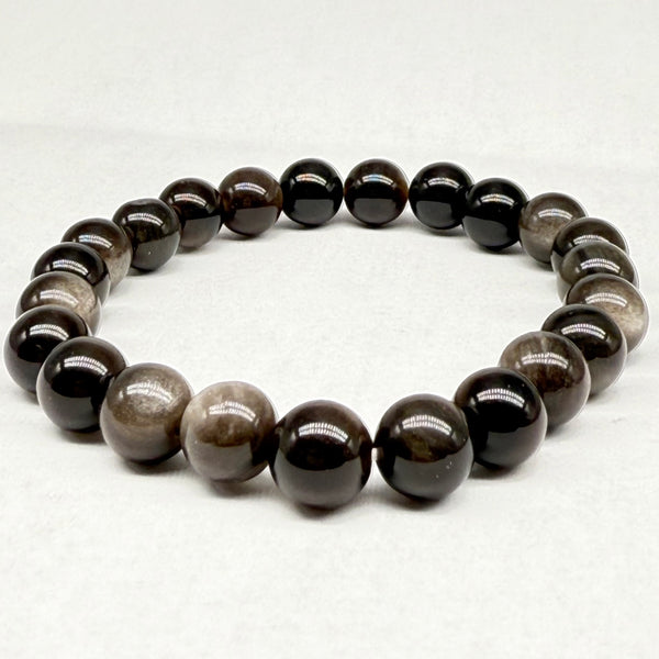 Silver Obsidian Stretch Bracelet 8mm