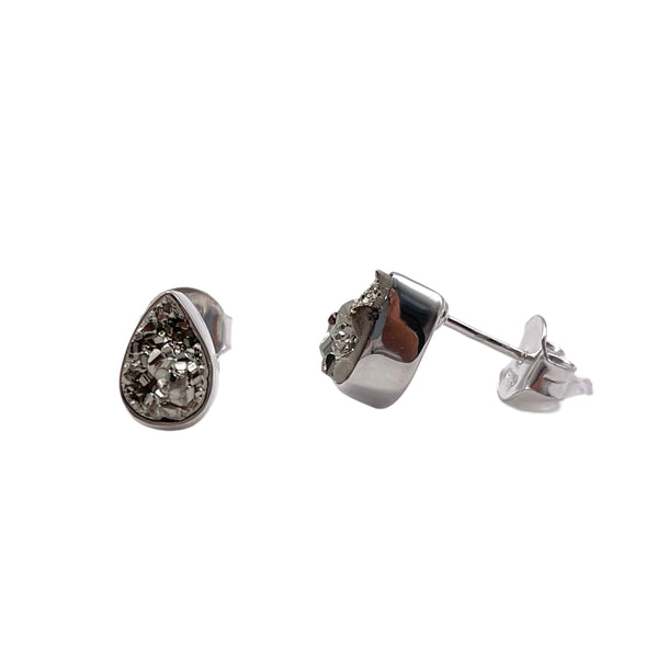 Pyrite Druzy Studs