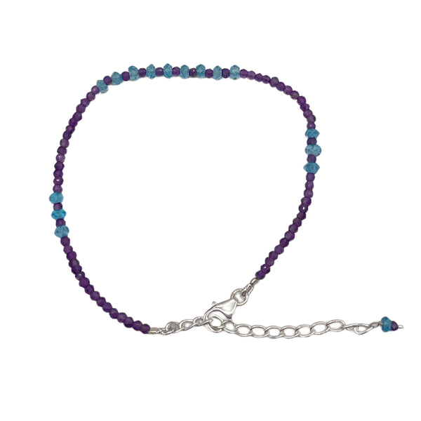 Amethyst with blue topaz Beaded Bracelet/Anklet