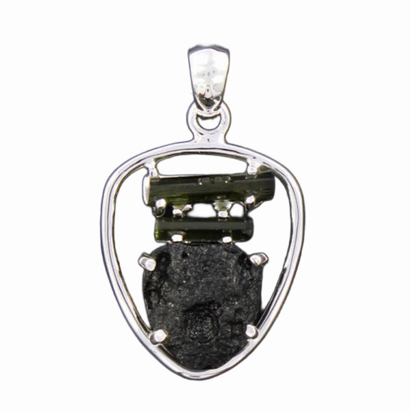 Tektite,Tourmaline Pendant