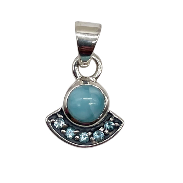 Larimar,Blue Topaz Pendant