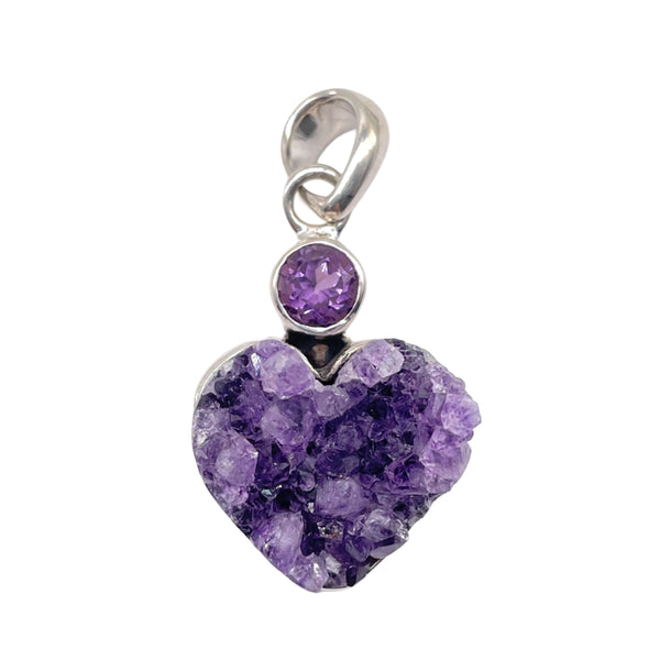 Amethyst Druzy With Amethyst Heart Pendant