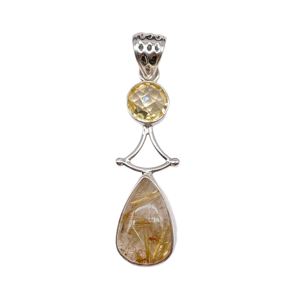 Rutilated Quartz With Citrine Pendant