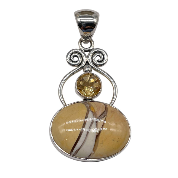 Brecciated Mookaite Pendant With Citrine