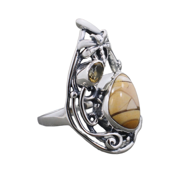 Brecciated MOOKITE,CITRINE RING