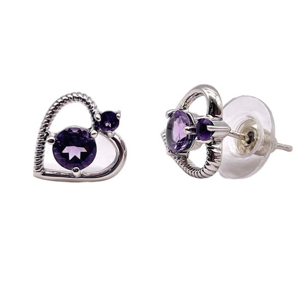 Amethyst Heart shaped Studs