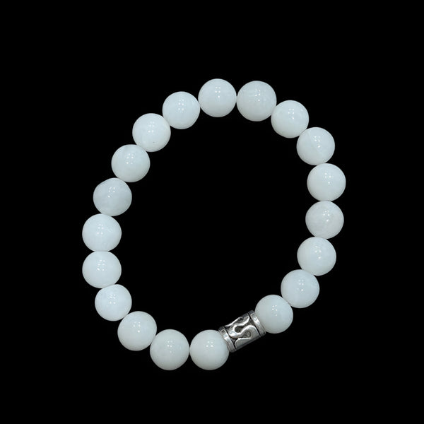 White Quartzite Beaded Stretchable Bracelet