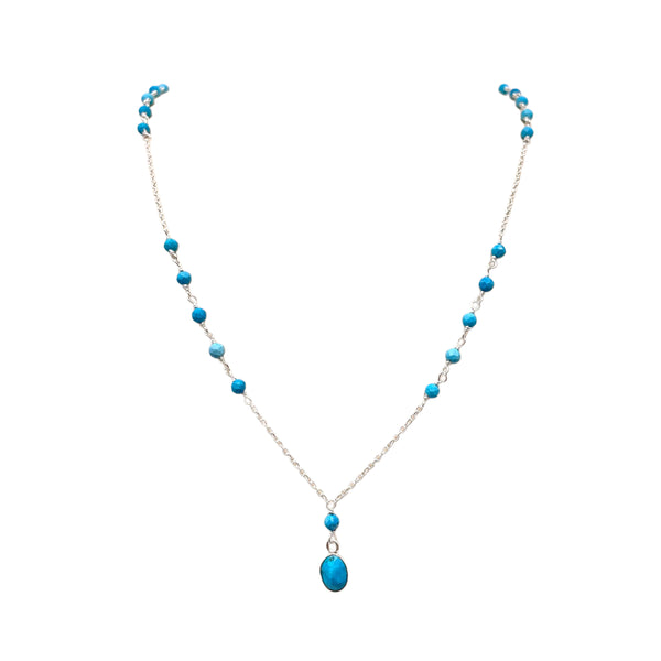 Turquoise Beaded Necklace - Oval