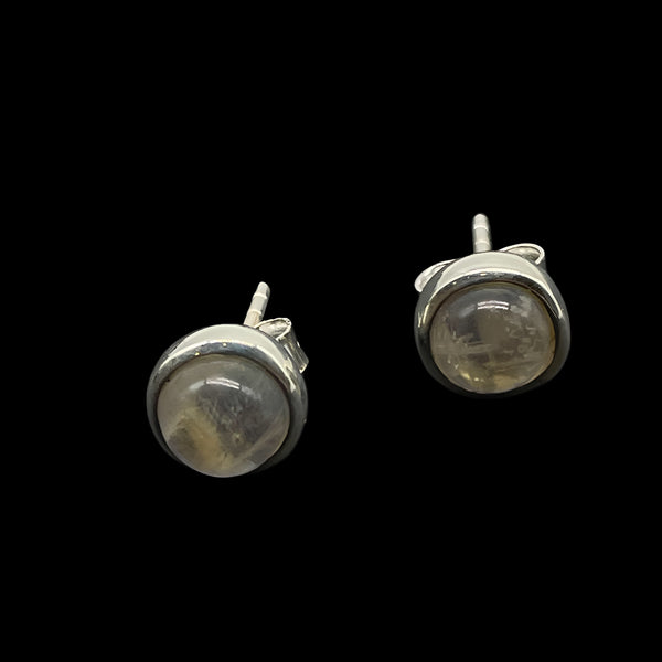 Rainbow Moonstone Round Studs