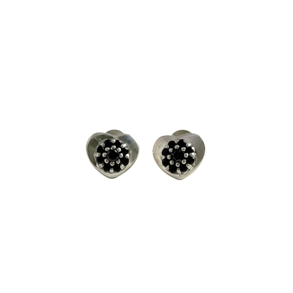 Black Onyx Heart Studs