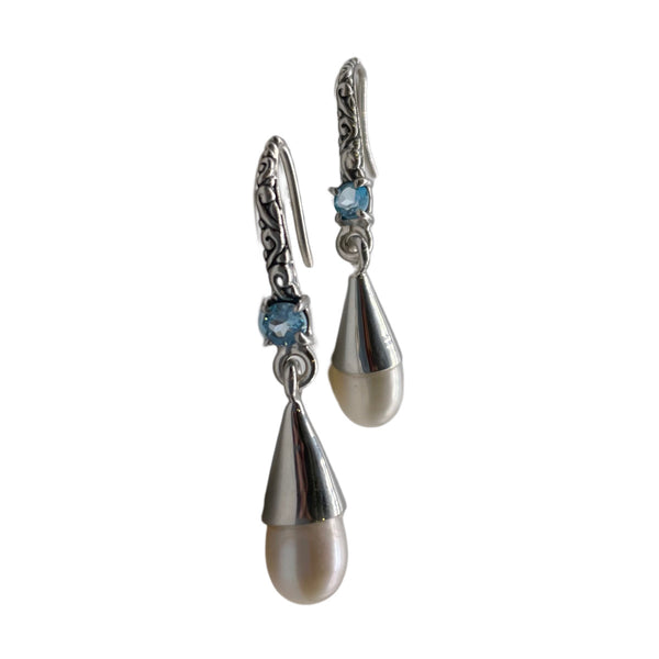 Topaz Blue Pearl Earrings