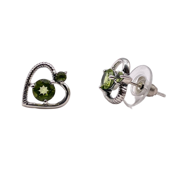 Peridot Heart Shaped Studs