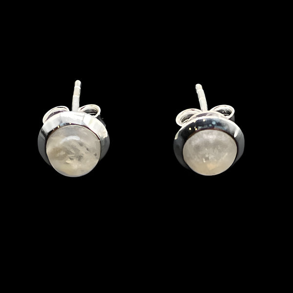 Rainbow Moonstone Studs -Round