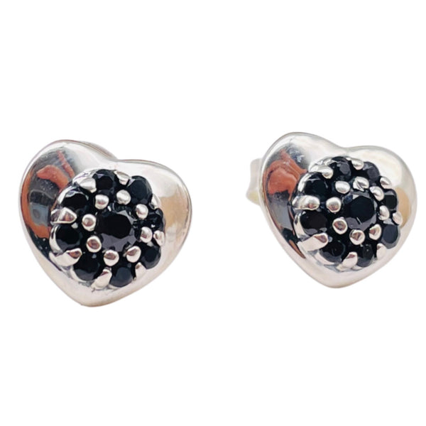 Black Onyx Heart Studs