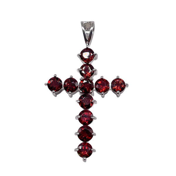 Garnet Cross Pendant