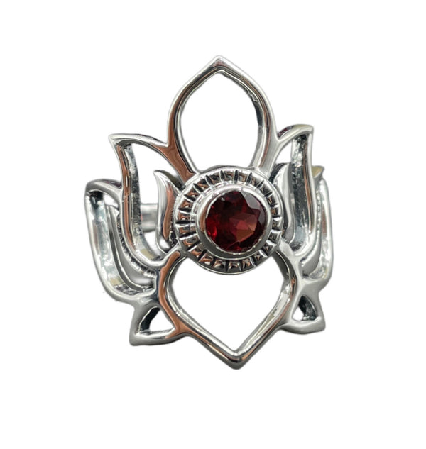 Garnet lotus ring