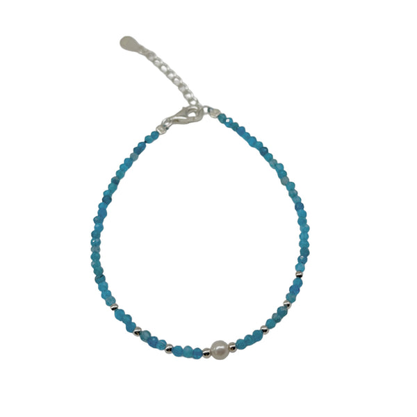 Blue Apatite Beaded Bracelet