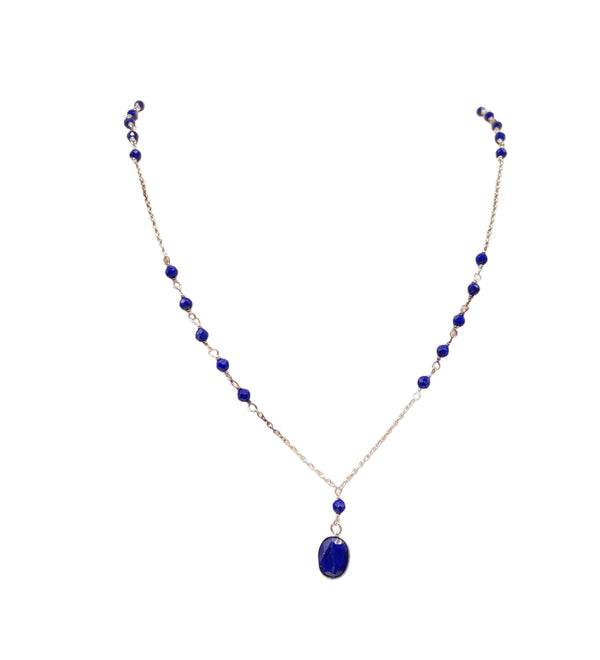 Lapis Beaded Necklace - Oval