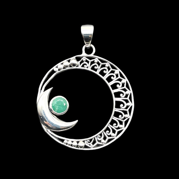 Emerald Crescent Moon Pendant