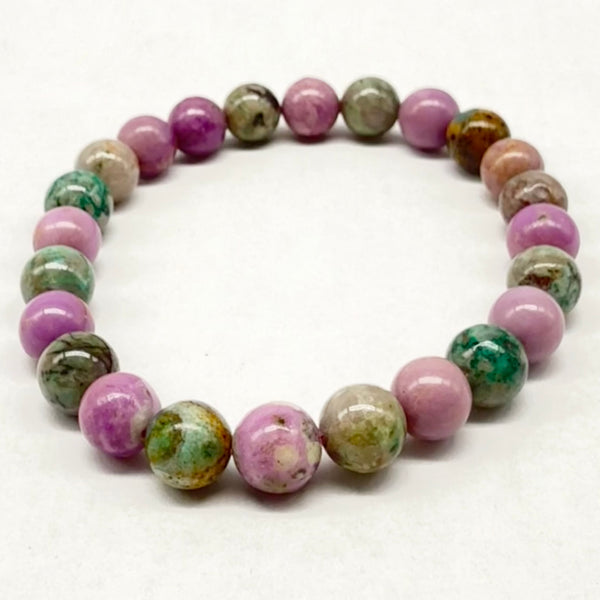 Phosphosiderite and Chrysocolla Stretch Bracelet 8mm