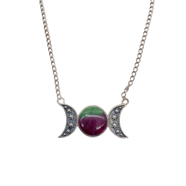 Ruby Zoisite Moon Necklace