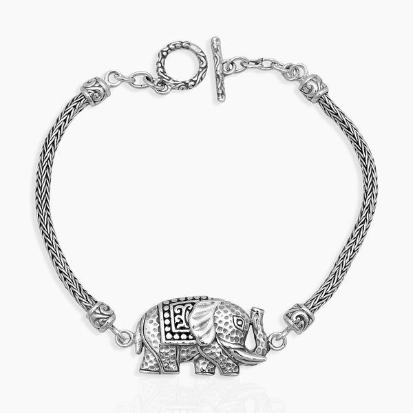 925 Silver Elephant Chain Bracelet