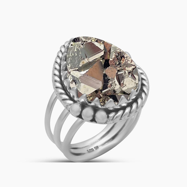 Pyrite Druzy Ring