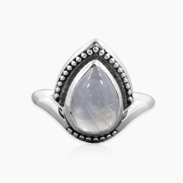 Pear Beaded Halo Ring