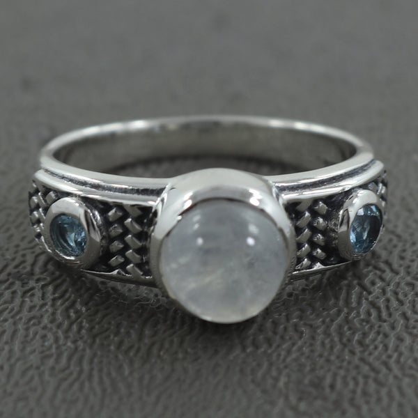 Rainbow Moonstone Ring