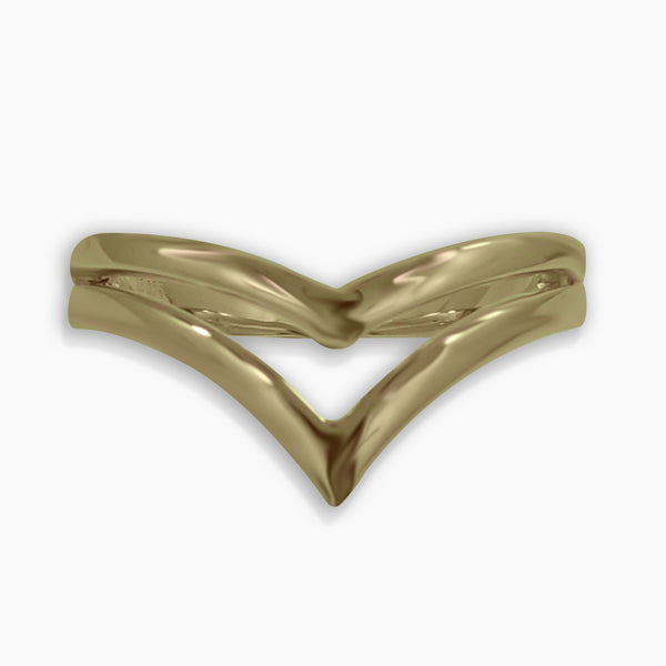 Gold Vermeil Double Lines V Ring
