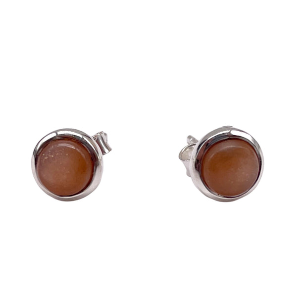 Peach Moonstone Round Studs