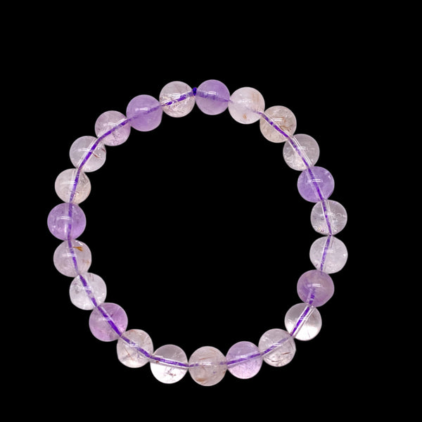 Amethyst Rutilated Quartz 8mm stretchable beaded Bracelet