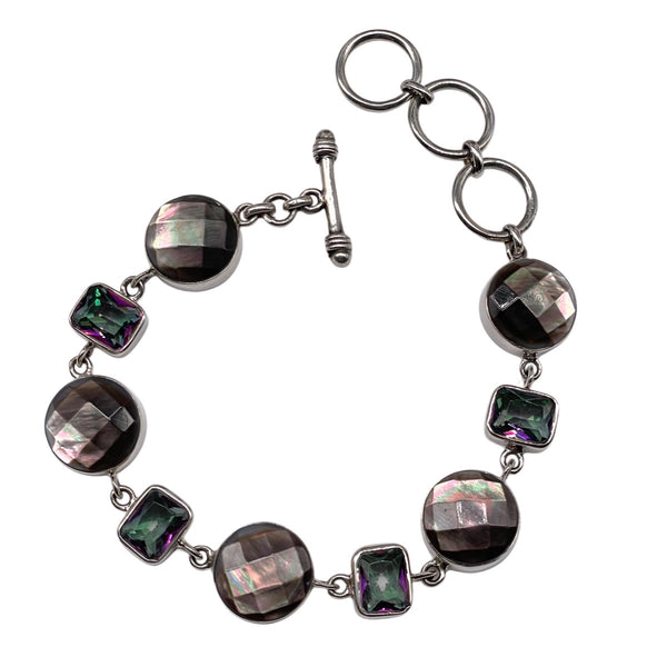 Abalone shell ,mystic Quartz Bracelet