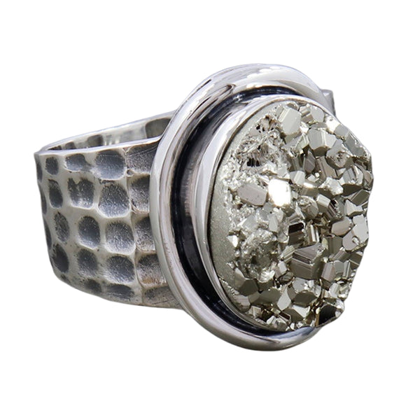 PYRITE DRUZY RING