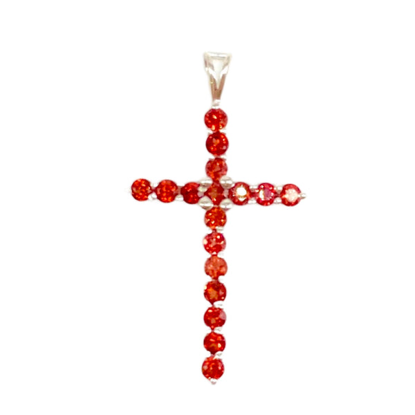 Garnet Cross Pendant