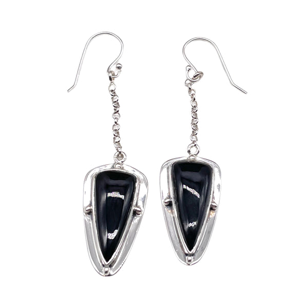 Black Onyx Kite Dangle Earrings