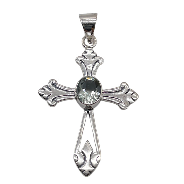 Green Amethyst Cross Pendant