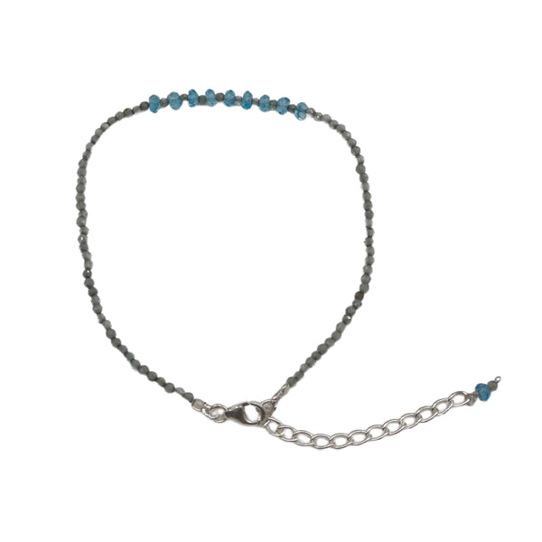 Labradorite with blue topaz Beaded Bracelet/Anklet