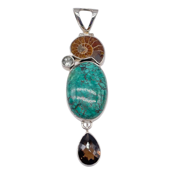 Turquoise, Ammonite pendant