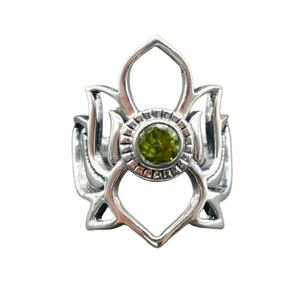 Peridot lotus ring