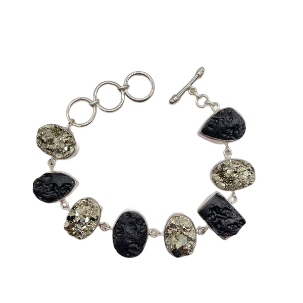 Pyrite with Tectite Bracelet