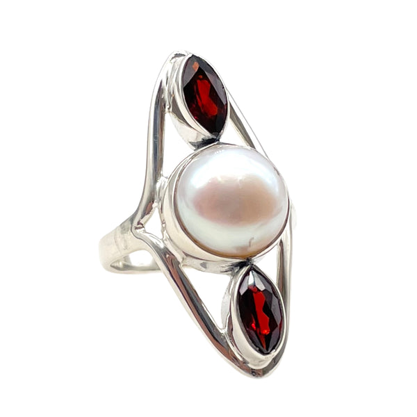 Pearl, Garnet Ring