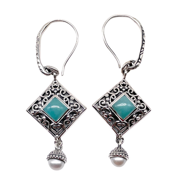 Chrysoprase Earrings with Pearl