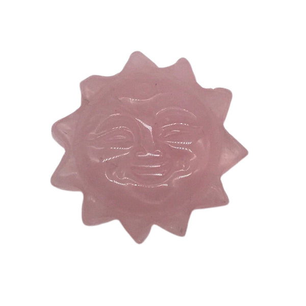 Rose Quartz Sun With Face Carving -1.5”