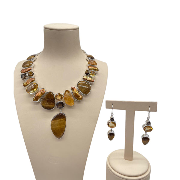 Tiger Eye Necklace Set