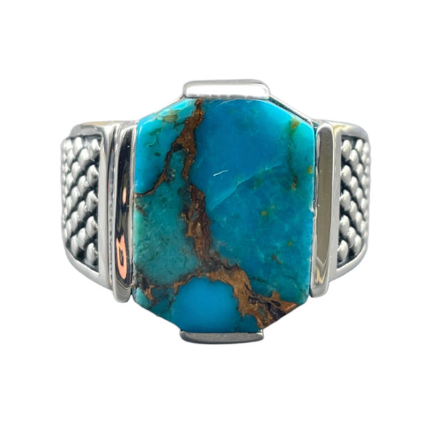 Men's Blue Copper Turquoise Ring